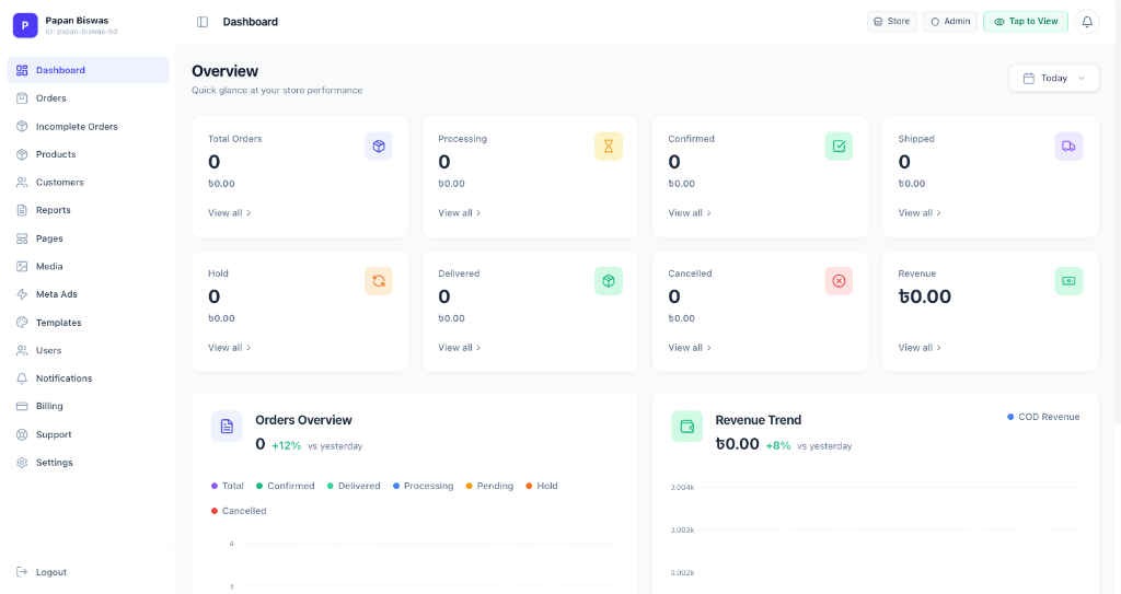 Upsell.bd Dashboard Preview